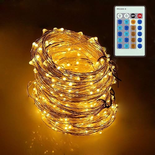 Tira de luces LED de 165 pies, 500 luces LED estrelladas en cadena de alambre de cobre con revestimiento plateado de 164.0 ft + adaptador de