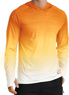 Men's UPF 50+ Sun Protection Long Sleeve Hoodie Shirts UV Outdoor Fishing Shirts SPF Rash Guard Shirts for Men