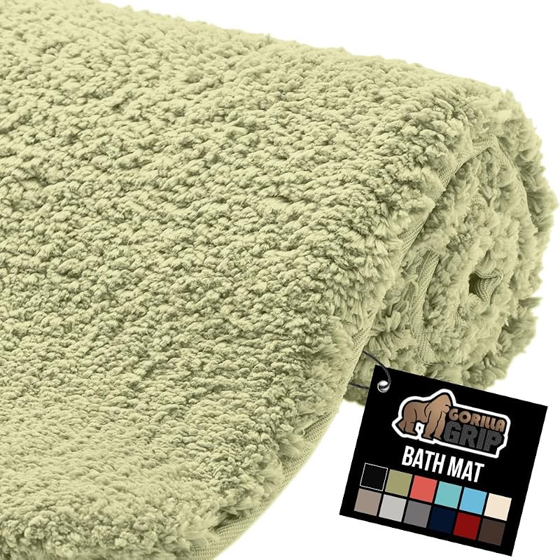 GORILLA GRIP Bathroom Rugs, Absorbent Thick Plush Bath Mat, 42x24, Sage | Ultra Soft Premium, Machine Washable Rug, Microfiber Quick Dry Mats for Bathtub and Floor Shower, Home Decor Accessories