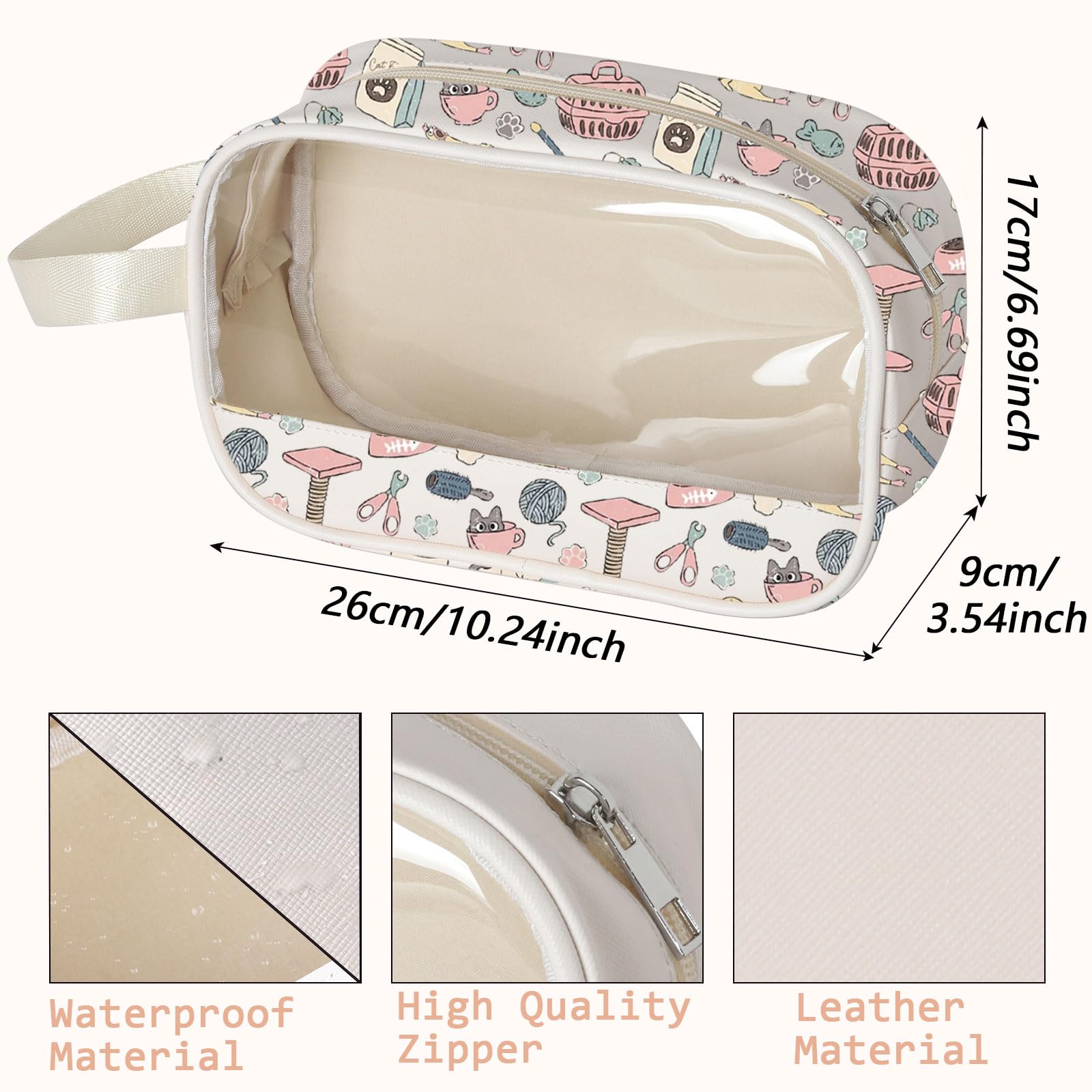 Funny Cat Lover Clear Makeup Bag Cat Mom Dad Present Emotional Support Cat Gift Pet Owner Gift (My Cat Cbag EU) - Image 2