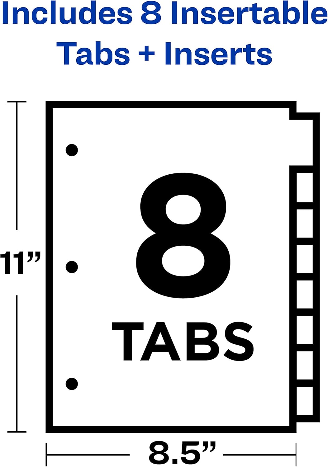Avery 8-Tab Binder Dividers, Insertable Clear Big Tabs, 1 Set (11112) : Everything Else