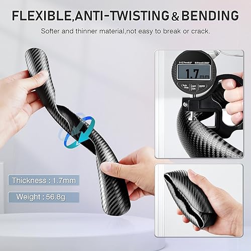 Miniatura 5 de Cartist Funda de volante de fibra de carbono, antideslizante, para hombres y mujeres, duradera, accesorio universal para automóvil (negro)