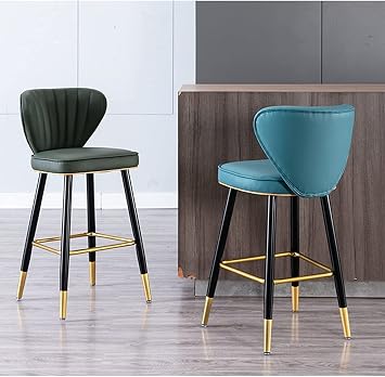 Modern Bar Stools Set Counter Height Dining Chairs Stools 2 Piece Set Bar Stool Bar High Bar Stool Dining Chair Bar Stool High Back and Footrest(Green,65cm)