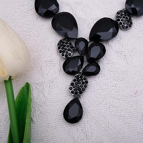 Miniatura 5 de CSY Elegante collar de cristal austriaco, aretes y pulsera, conjunto de joyería para novia, boda, baile de graduación, conjuntos de joyas