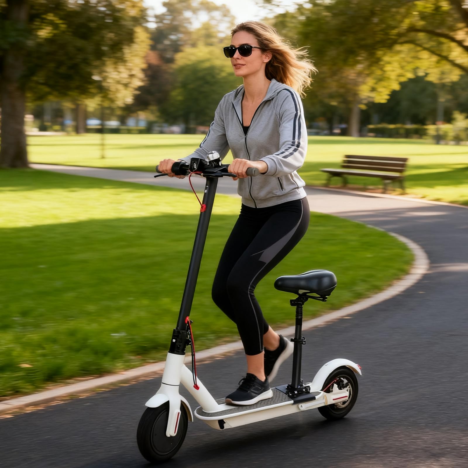 Asiento de scooter eléctrico para 13 cm - 19 cm bordes curvos, asiento universal para scooter con ajuste de altura de 40 – 58 cm, asiento plegable, asiento de scooter eléctrico, accesorio de repuesto