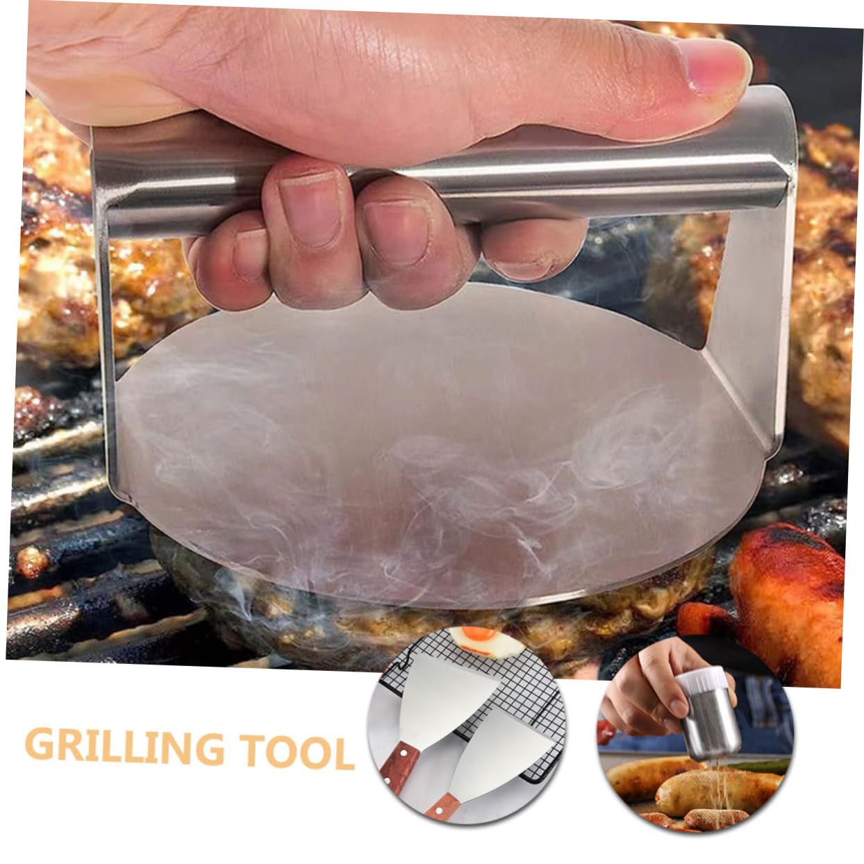 Set Accessori Barbecue Metallo Inossidabile Legno Silicone per Grigliare Esterno Kit Cucina per Pattina Hamburger e Carne