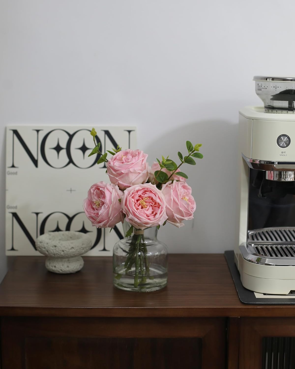 Artificial Flowers with Pink Roses in Vase, Lifelike Fake Flowers in Vase, Faux Flower Arrangements for Dining Table Centerpiece Decor, Table Centerpieces for Dining Room - Image 6