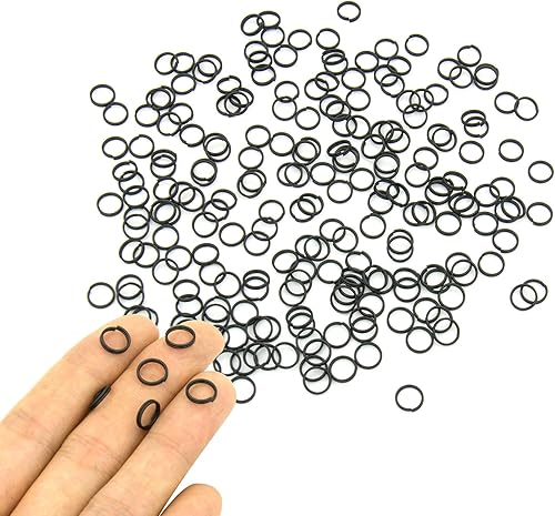 200 piezas de mini anillo de salto dividido de 0.315 pulgadas con doble bucles, pequeños anillos redondos de metal negro, conectores para hacer