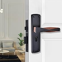 Elara Mortise Handle, High-Security Door Lock for Main Door & Bedroom, Durable Zinc & Brass, Door Lock Handle Set. (EZ-15 Black)