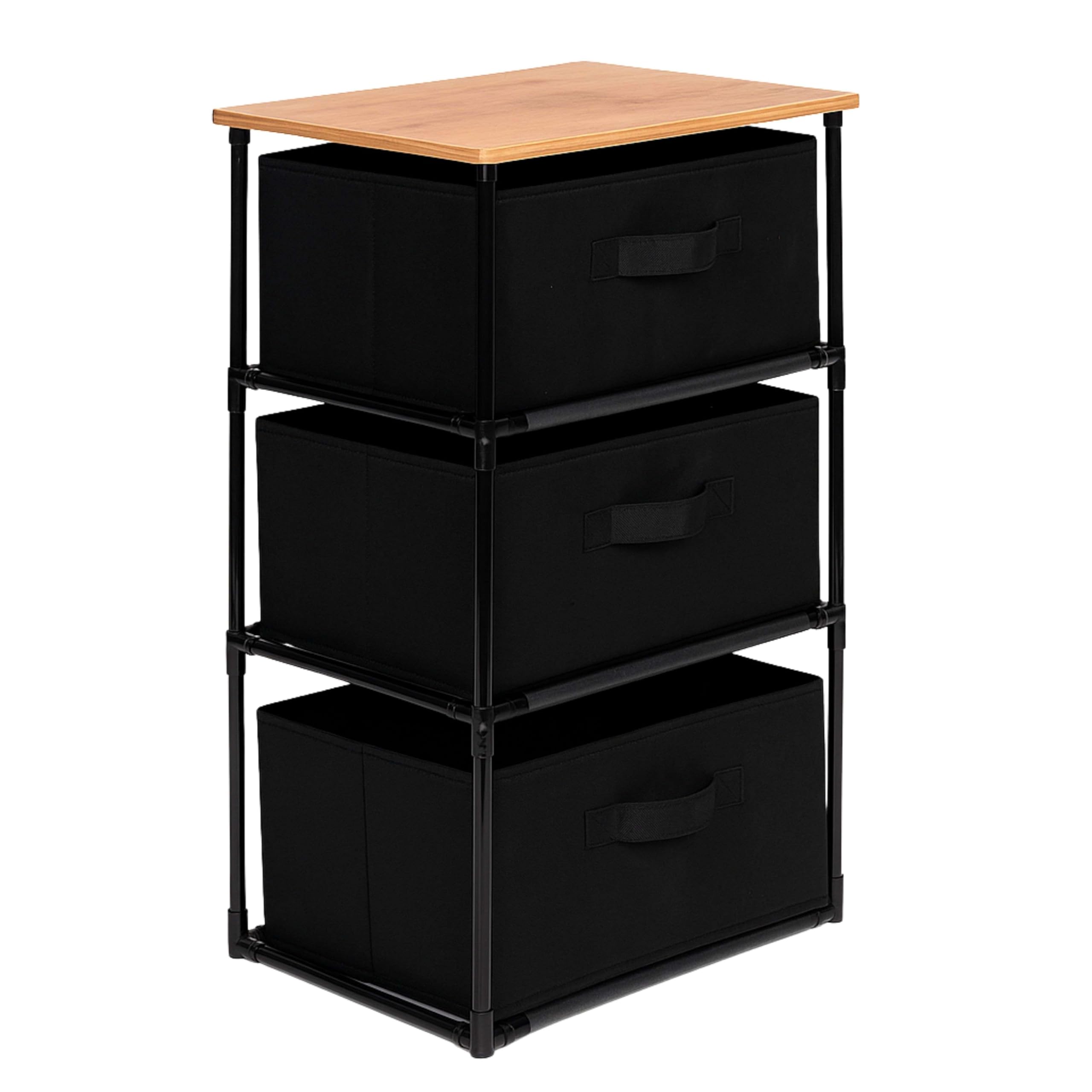 Miroytengo Cajonera de Armario Auxiliar Interior Roda 3 Cajones Tela Roble Cambrian y Negro 40x68x30 cm