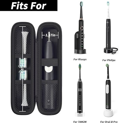 Vista 16 de Funda de viaje para cepillo de dientes compatible con Oral-B Pro 1000, 2000, 3000, 3500, 1500/ para cepillo de dientes eléctrico Philips Sonicare