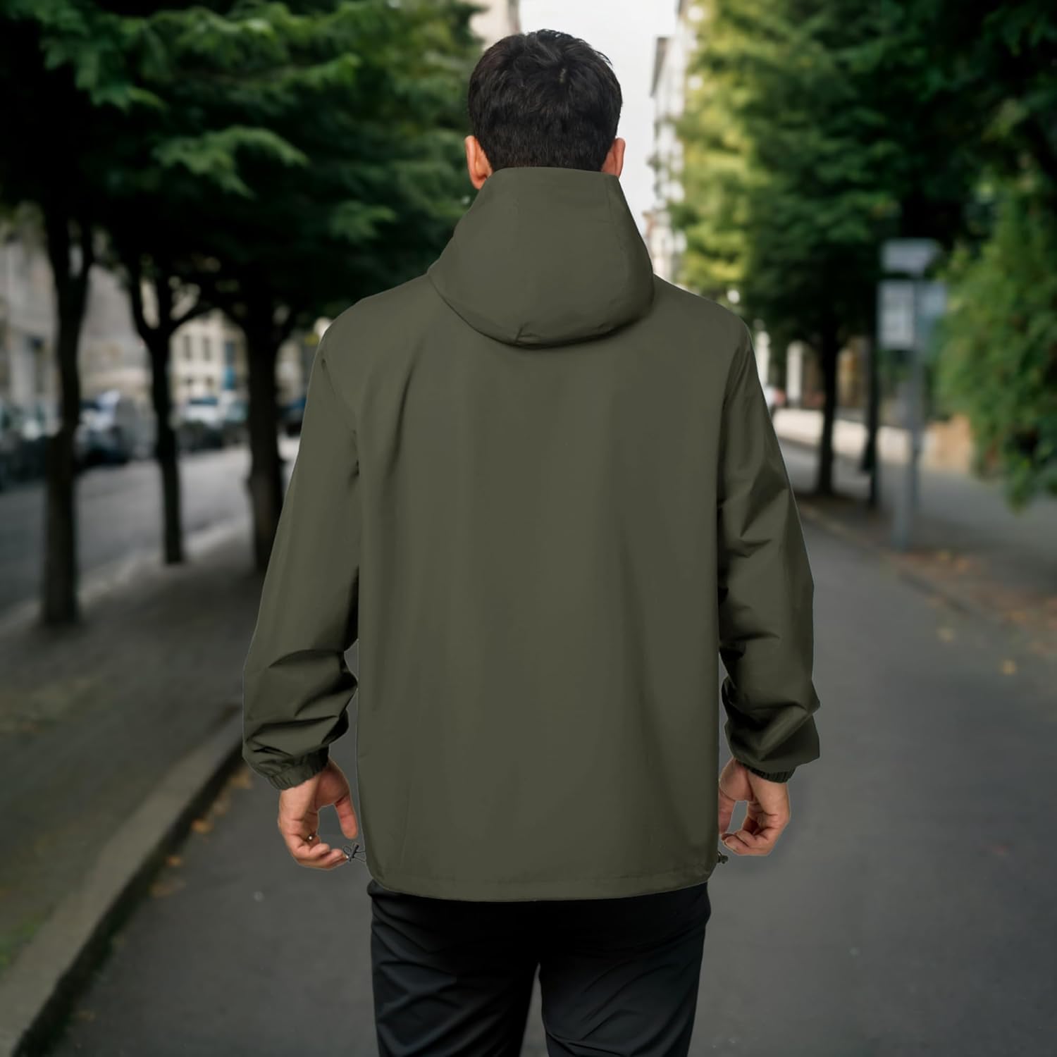 Rain Jacket Men Waterproof Windbreaker Lightweight Hooded Casual Coat for Daily Hiking Cycling Coat - Image 5