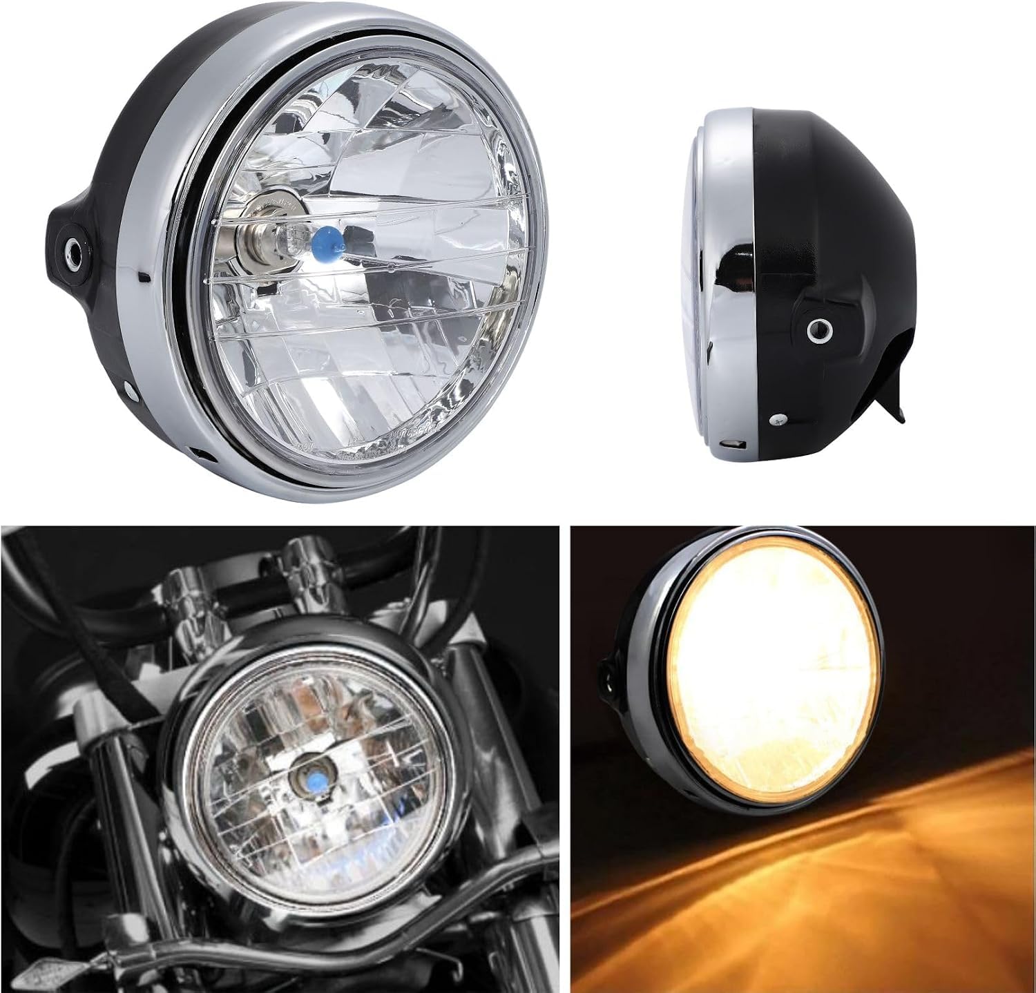 Amazon | バイク用 ヘッドライト 180mm H4 ダイヤモンドカット