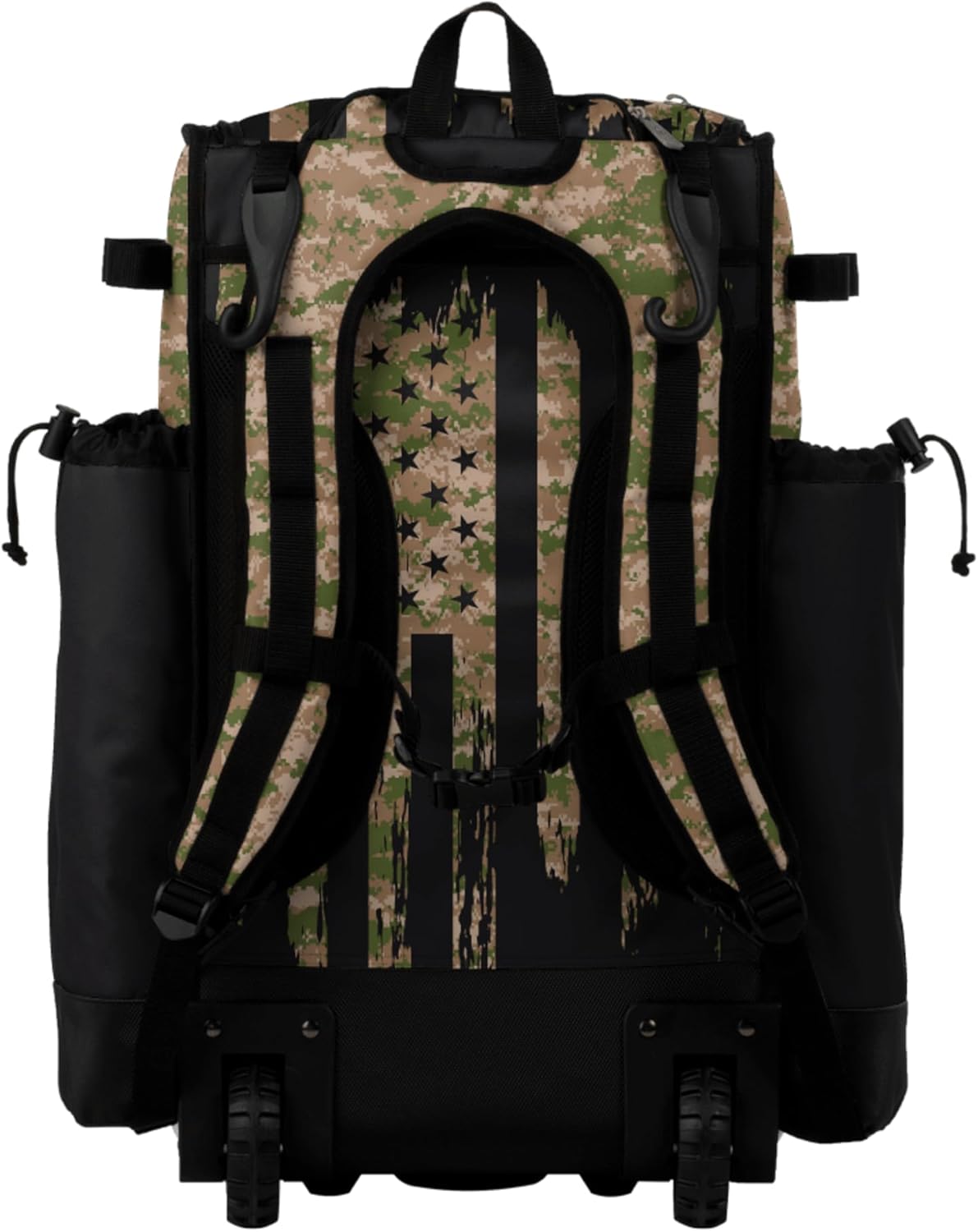 Boombah Superpack Hybrid Rolling Bat Bag - Wheeled & Backpack Version - USA Tribute Olive Drab/Teak Brown/Black