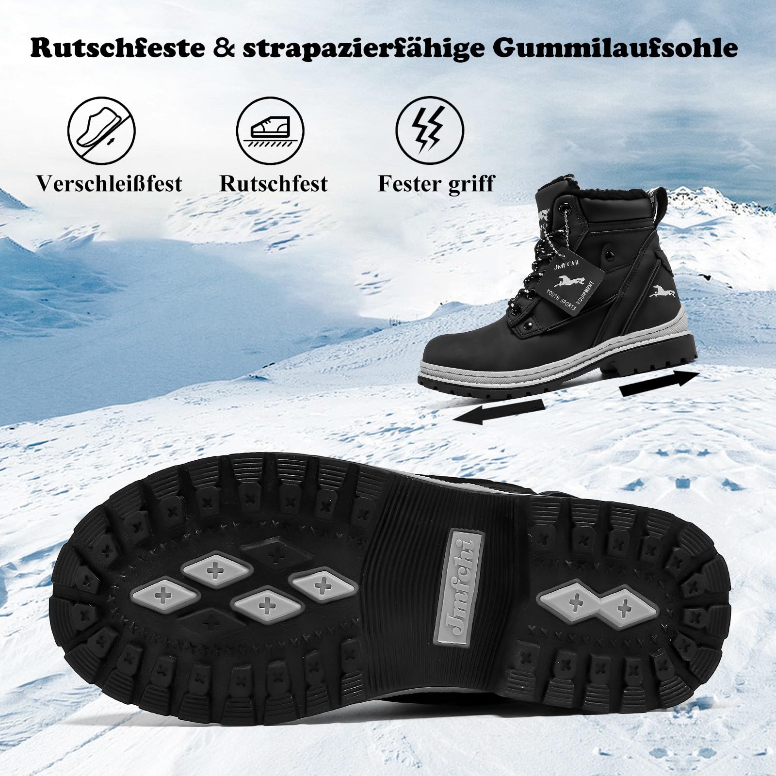 Chaussures de randonnée pour enfant - Chaussures d'hiver - Bottes de neige chaudes pour fille - Chaussures de trekking - Antidérapantes
