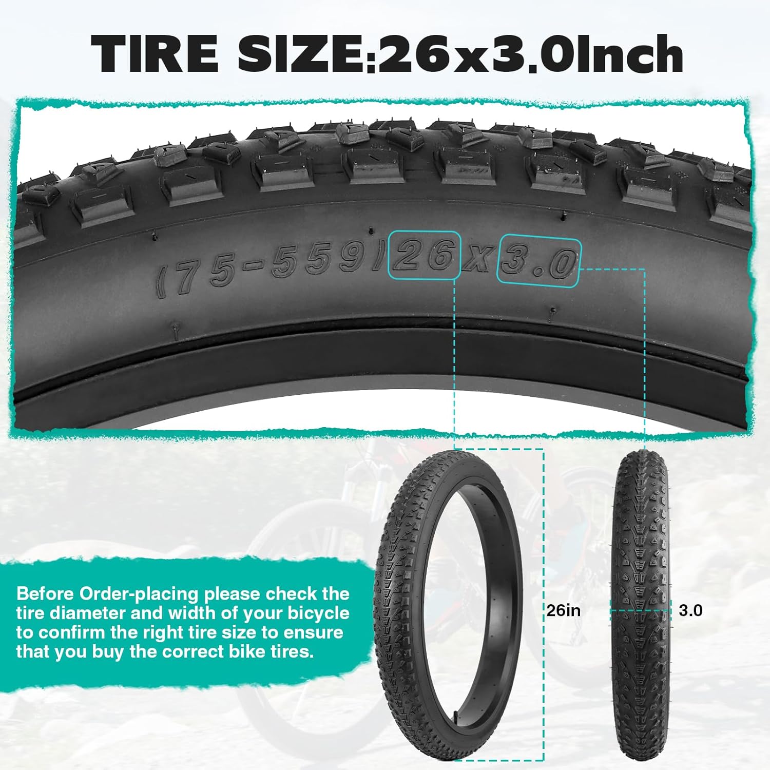WEEROCK 20/24/26 Inch E Bike Tires Fat Bicycle Tire 20X3.0/24X3.0/26X3.0, Foldable Replacement Bicycle Tyre for 20" 24" 26" Snow Bike Tricycle Electric Bike