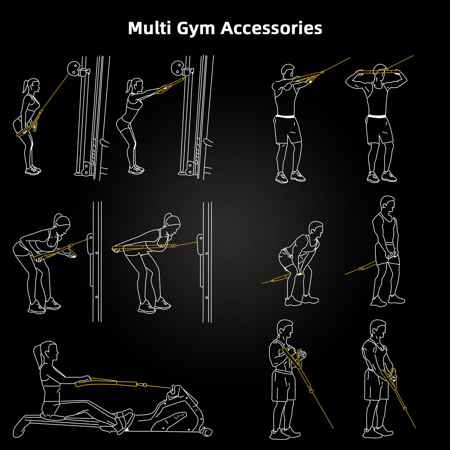 Corda Tricipiti, Maniglie per Esercizi LAT Machine Maniglie Palestra Lunga Push Pull Down Tricep Rope con Moschettone