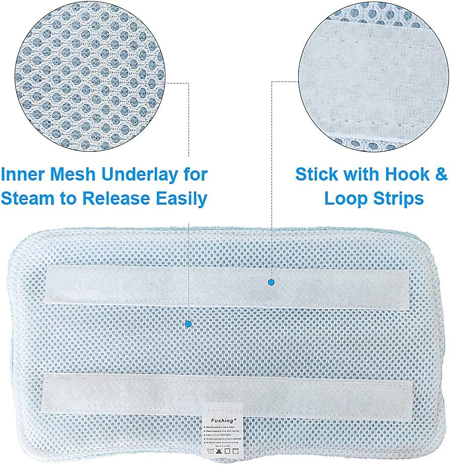 Fushing 7Pcs Steam Mop Pads, Washable Microfiber Cleaning Steamer Replacement Pads for Shark Steam & Spray Mop S3101 S3251 SK460 SK410 S3101n2 S3250 SK435CO SK140 SK141,Blue
