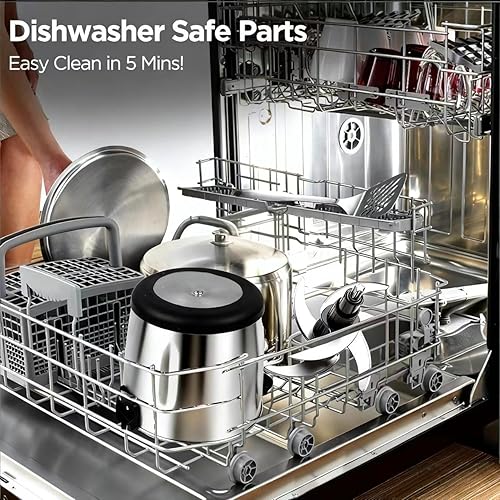 Miniatura 5 de Picadora de carne eléctrica de 1200 W, 6 L, picadora de carne comercial de alta resistencia con 3 placas de corte, molinillo de alimentos de acero