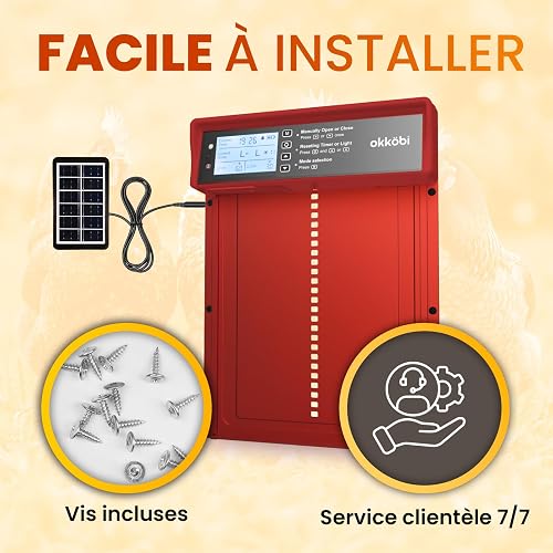 Porte Automatique de Poulailler Solaire - Écran LCD - 6