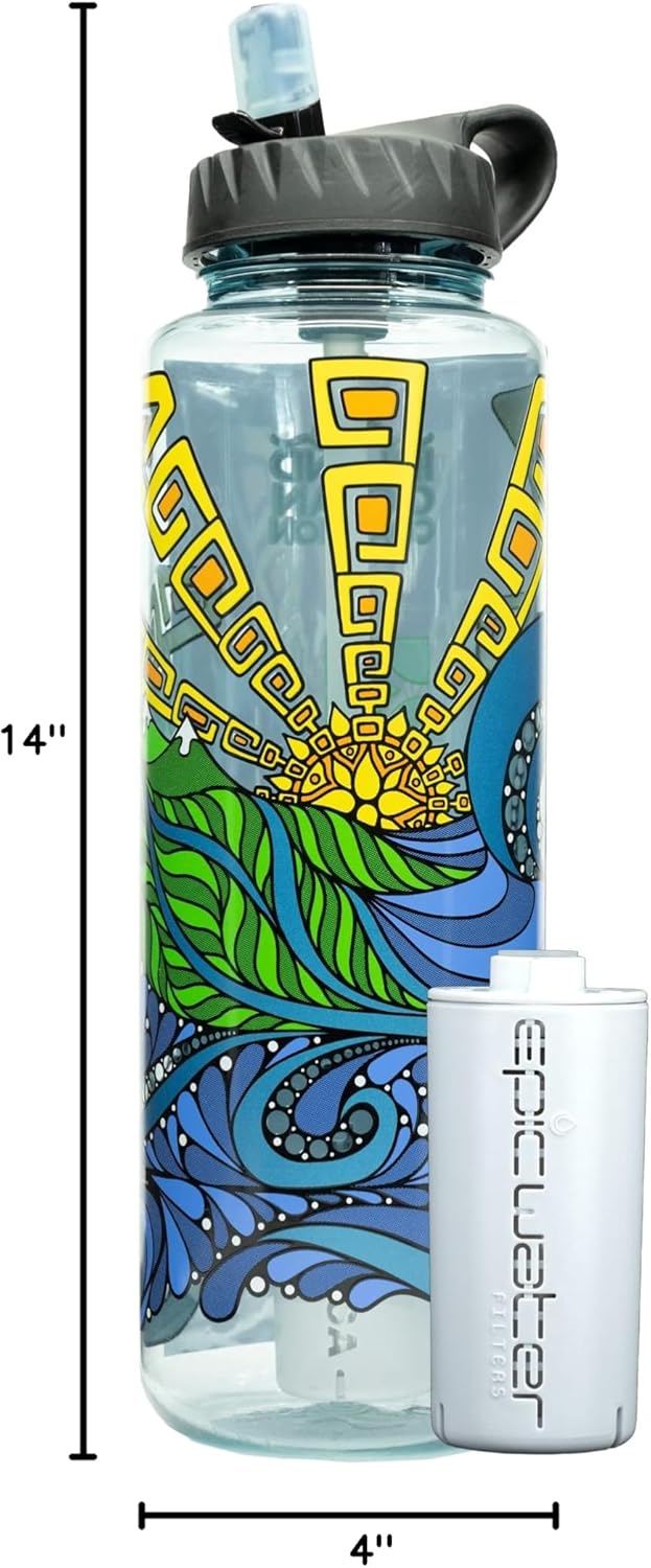 Epic Water Filters Nalgene OG Water Bottle with Filter, USA Made, BPA Free, Removes 99.99% Tap Water Contaminants, Forever Chemicals, IOC Art, 48 oz - Image 9