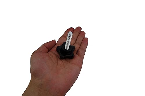 Vista 20 de Paquete de 2 tornillos de ajuste de perilla de mano de estrella de repuesto de rosca negra de 0.315 in (M8 x 1.969 in)