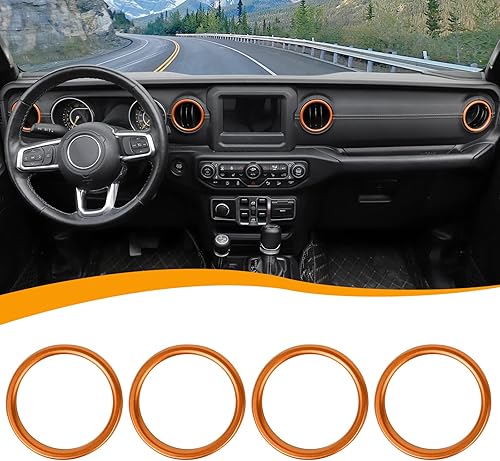 Miniatura 8 de Hoolcar Cubierta de anillo de ventilación de aire acondicionado para salpicadero, accesorios interiores de aleación de aluminio, compatible con Jeep