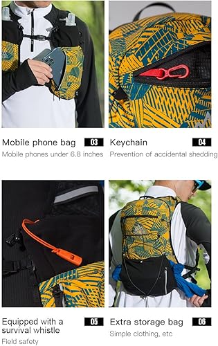 Miniatura 9 de Mochila ligera de hidratación, mochila de senderismo con aislamiento de 12 litros para senderismo, ciclismo, correr, ciclismo, rave (negro, LXL)