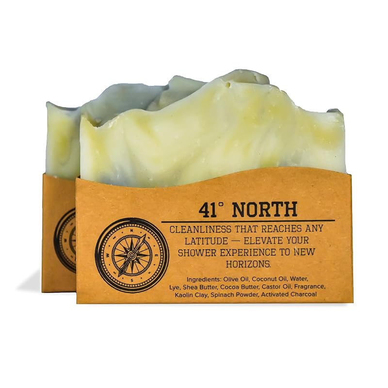 Sabonete em barra Compass Soap Co 41 North com bergamota, zimbro e patchouli, sem parabenos e ftalatos, pacote com 2