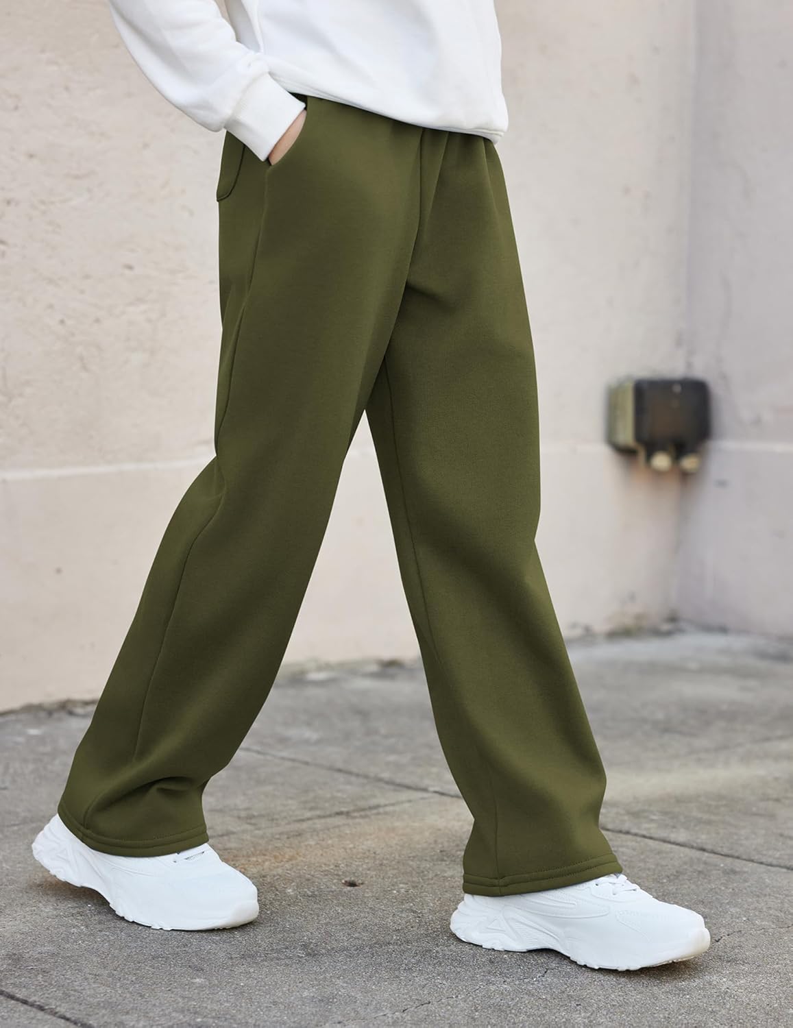 Arshiner Boys Casual Pants Fleece Sweatpants Lightweight Open Bottom Lounge Pants Drawstring Jogger Pants with Pockets - Image 2