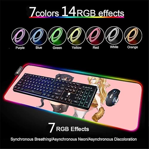 Miniatura 3 de Mouse Pads Sexy Anime Girl RGB Mouse Pad Deskmat Led Gaming Mousepad Gamer Desk Mat Game Mats Mause Office Pads XXL Keyboard Pad 39.37 inch x19.68