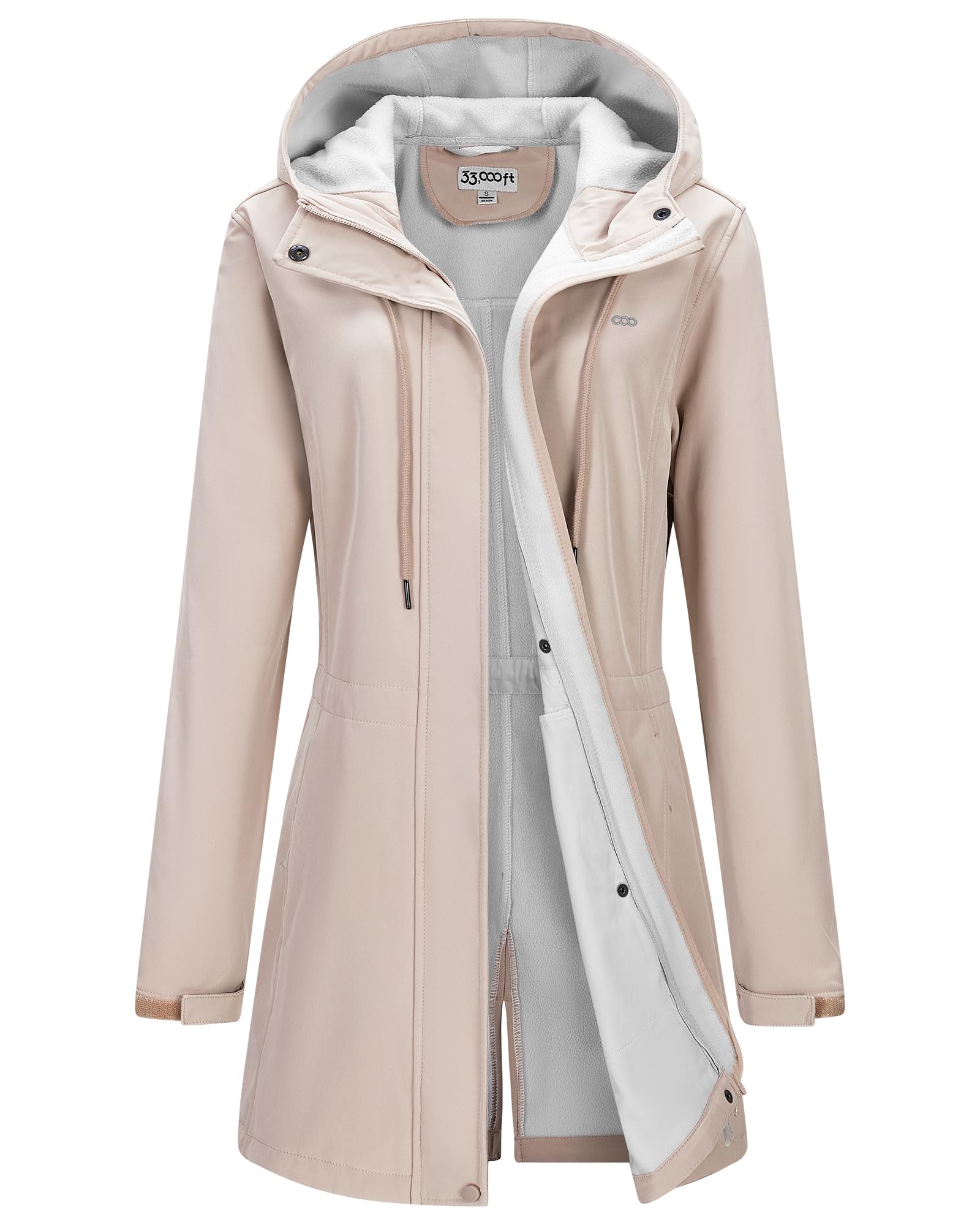 33,000ft Women's Hooded Softshell Jacket Fleece Lined Waterproof Raincoat