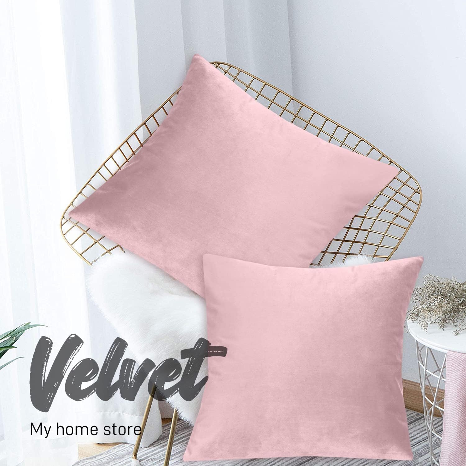 My home store Velvet Cushion Covers 45 x 45 cm, Premium Decorative Throw Pillowcases - Image 5