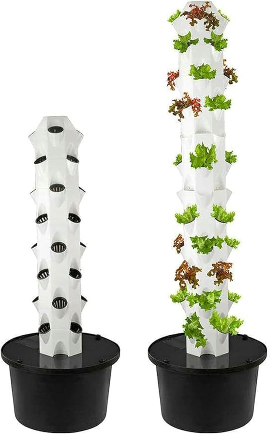 AMNOOL Hydroponics Growing System 32/48 Pods Vertical Hydroponics Tower Aeroponics Growing Kit, Smart Garden Planter Herbs Germination Kit with Hydrating Pump, Adapter, Net Pots