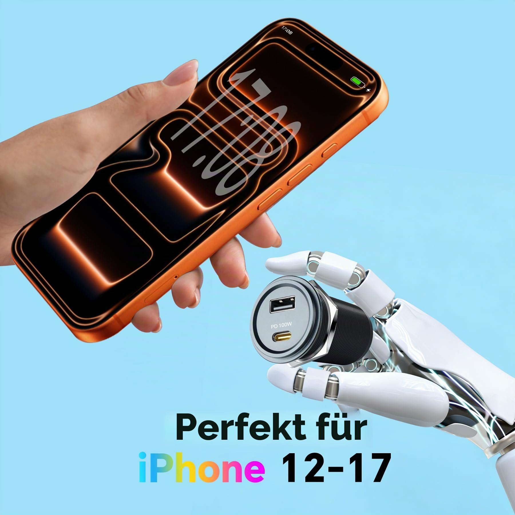 acegoo 12V USB C Steckdose 100W PD & 18W QC, Wohnmobil Auto USB Dose Buchse 12 Volt KFZ Wasserdicht Laptop Einbau Ladegerät für Camper Auto Motorrad Boot LKW Wohnwagen (1 Stück)