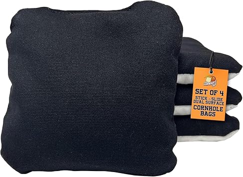 Cornhole365 Stick & Slide Cornhole Bags - 6"x6" Premium Plastic Resin Filled, Dual-Sided Canvas & Suede Cornhole Bean Bags for Sports Competition - Professional Cornhole Bags Set of 4