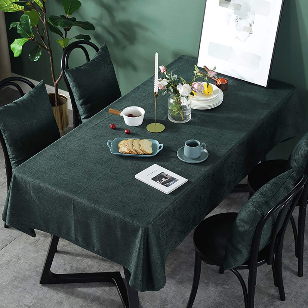 Nappe rectangulaire verte anti-plis et imperméable en jacquard robuste