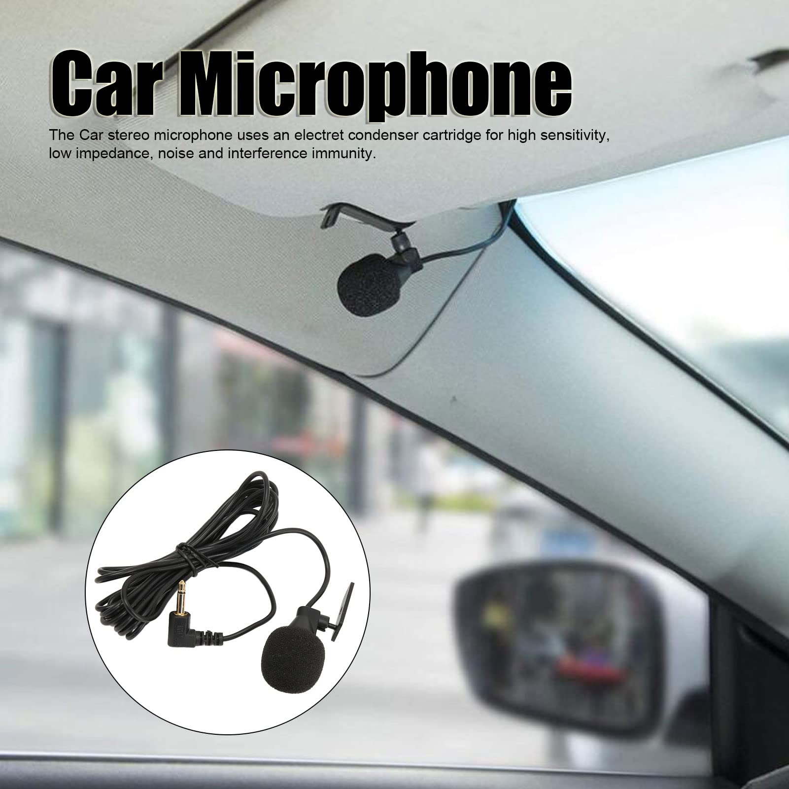 Externes 3,5-mm-Mikrofon, Automikrofon, Plug-and-Play, Genaue Datenübertragung mit U-Clip für Langstreckenübertragung, Geeignet für die Meisten Autoradios