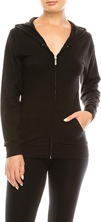 Eevee Womens Slim Fit Thin Lightweight Long Sleeve Zipped Up Hoodie Sweatshirt w/Pockets...