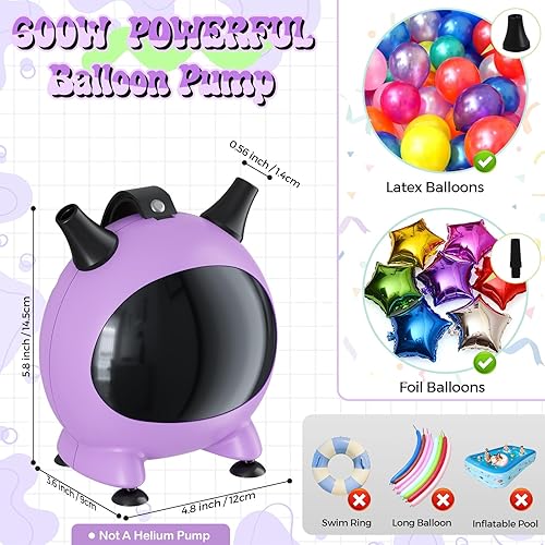Miniatura 2 de Small Balloon Pump, Portable Air Pump for Balloons with Dual Nozzles, 110V 600W Electric Balloon Blower Pump for Latex Garland Arch and Foil Balloons