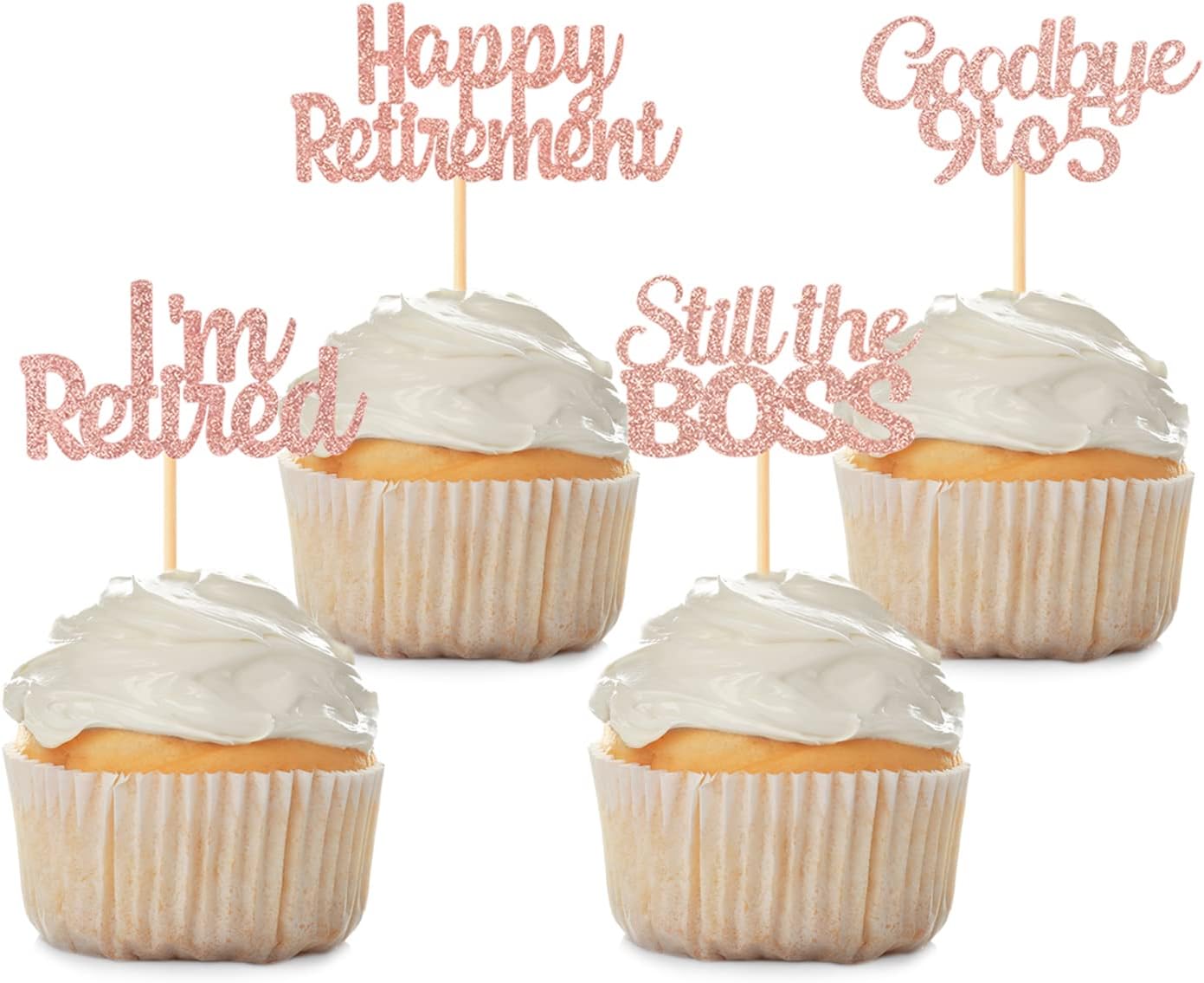 24 Pieces Happy Retirement Cupcake Toppers I'm Retired Still the Boss Goodbye 9 to 5