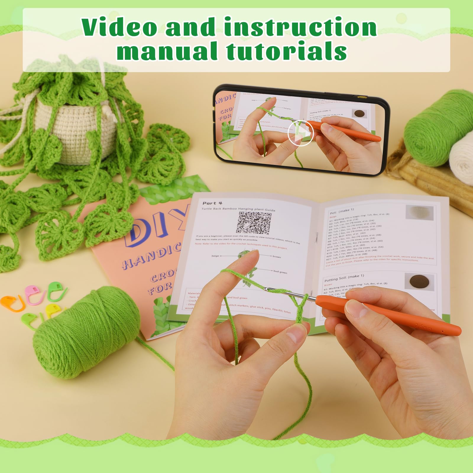 Beginner Crochet Plant Kit - Easy Hanging Flowers -3