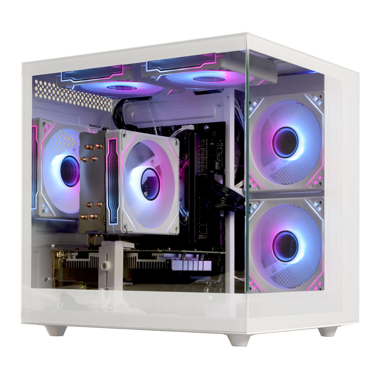 Prebuilt Gaming Desktop Computer | 16G Memory | 512G SSD | AMD Ryzen5 6Cores 3.6G Up to 4.1G | RX 560 4G Graphics Card | Wi-Fi 6 | Gamer PC White