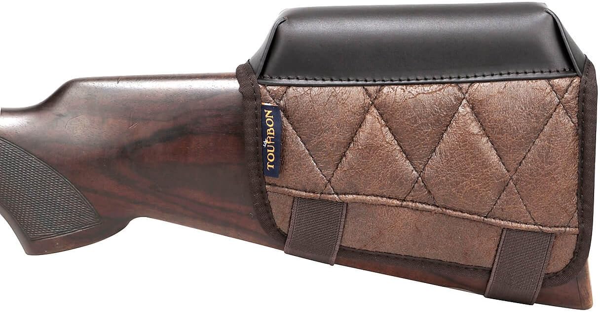 TOURBON PU Leather Cheek Rest Pad with Ammo Holder, Skeet Trap Shooting Cartridge Waist Pouch, Adjustable Sling Without Swivels, Hunting Shooting Accessories