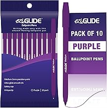 10-Pack Ballpoint Purple Pen Set - Medium Point 1.0mm for Effortless Writing & Comfortable Grip - Ball Point Pens Ideal for School, Exams, Home or Work Stationery Supplies
