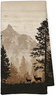 Rustic Deer Cabin Kitchen Hand Dish Towels | Deer Gifts, Vintage Cabin Forest Animal Farmhouse Decorative Hand Tea Dish Towel for Bathroom Kitchen Decor,16x24 Inch