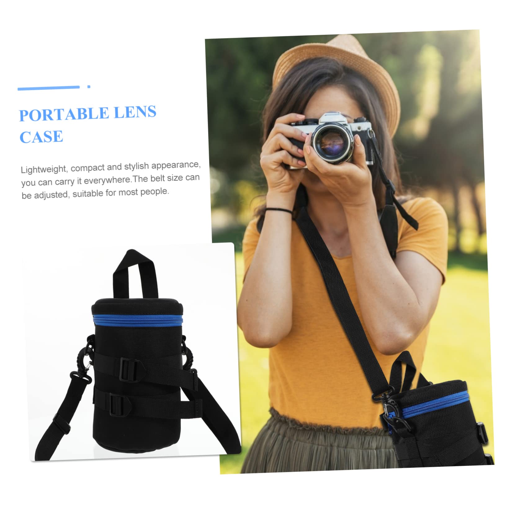 Borsa Antiurto della in Poliestere e per Fotocamera Obiettivo Custodia Nero, Compatta Cintura per Fotografi in Movimento