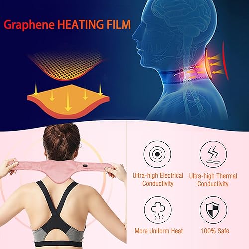 Miniatura 4 de ARRIS - Almohadilla térmica para el cuello, pequeña envoltura térmica portátil para el cuello con control de tiempo y temperatura ajustable, alivio