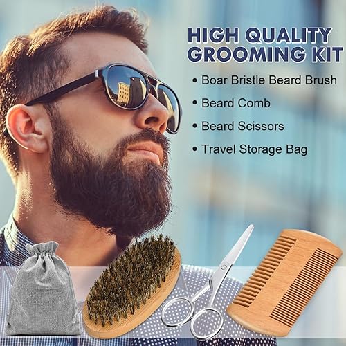 Miniatura 6 de FULLLIGHT TECH Kit de aseo para barba, kit de barba para hombres, regalos para Navidad, spray de vitamina para barba, aceite de barba, lavadochampú,