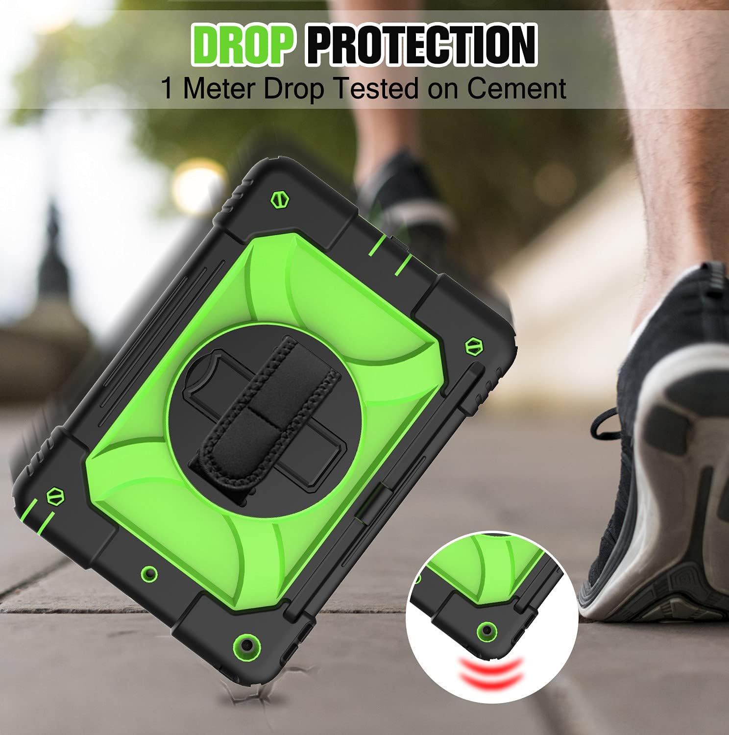 LEDNICEKER iPad 8th Generation case, iPad 7th Generation case, iPad 10.2 case, Three Layer Protective Case with [360 Rotating Stand] [Pencil Holder] for iPad 10.2 2020/2019, Black and Green